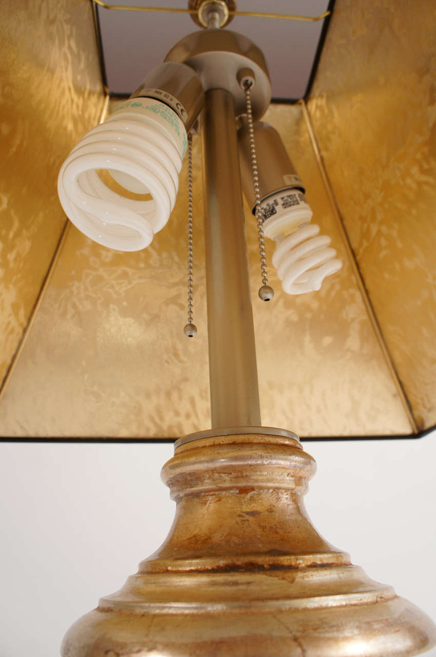 Giltwood Two Gilded Baker Table Lamps, C.1960's For Sale